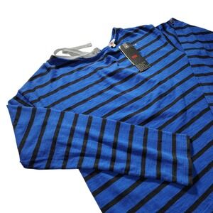 Levi's Womens Blue Black Striped Long‎ Sleeve T-Shirt Top Size S
